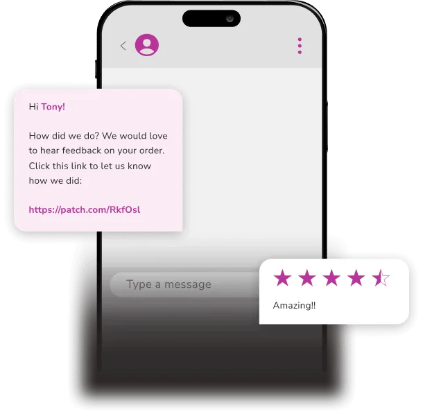 Automated review quest being sent on a mobile device