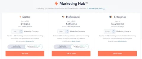 HubSpot pricing