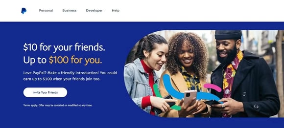 Paypal friend referral program giving rewards for each friend