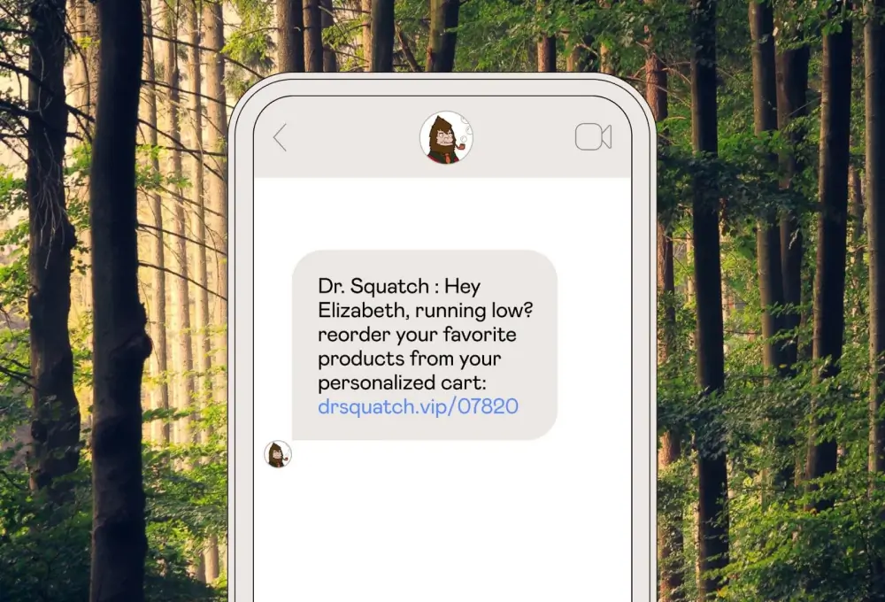 Dr Sasquatch using customer purchase history to give a product refill reminder through SMS