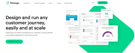 Totango customer engagement website homepage
