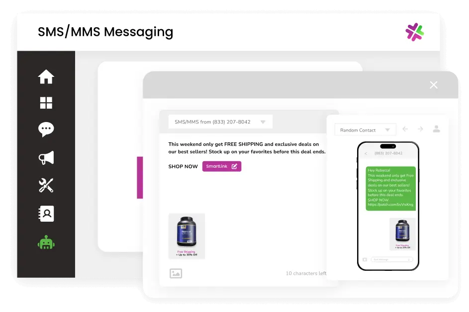 SMS and MMS messaging dashboard